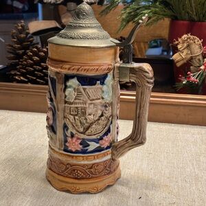 Vintage Ceramic Beer Stein with Lid